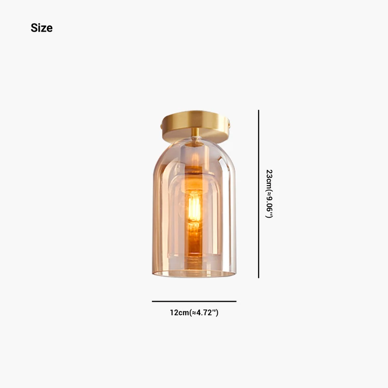 Plafondlamp Semi-Flush Glazen Bol Metalen Armatuur LED Dimbaar Woonkamer Hal Entree Warm Licht Modern | Sansoti