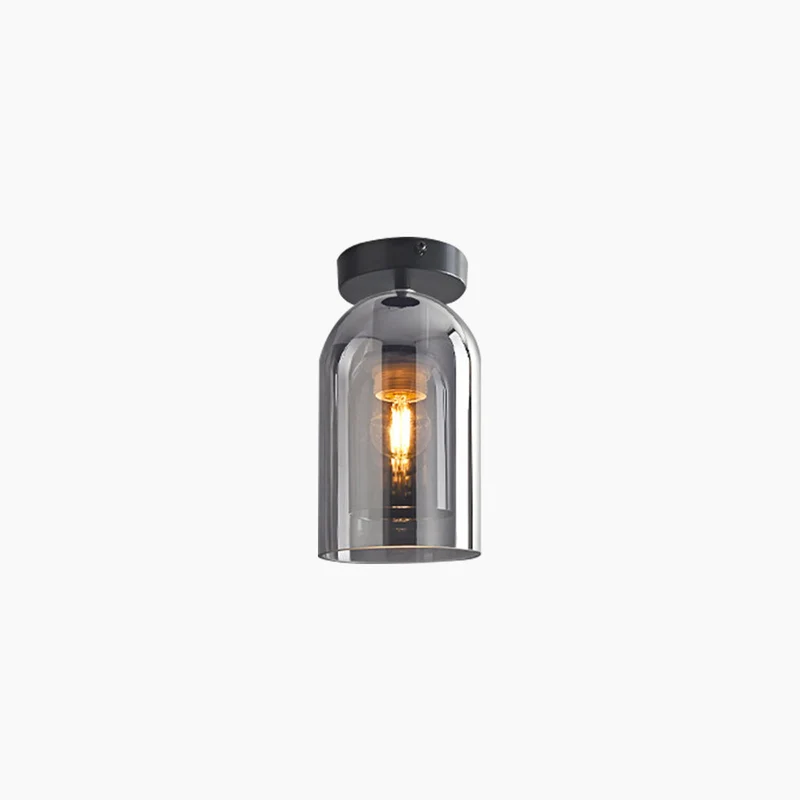 Plafondlamp Semi-Flush Glazen Bol Metalen Armatuur LED Dimbaar Woonkamer Hal Entree Warm Licht Modern | Sansoti