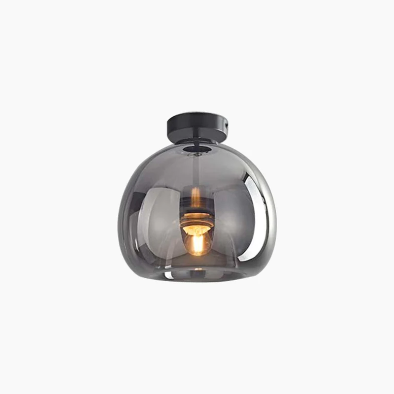 Plafondlamp Semi-Flush Glazen Bol Metalen Armatuur LED Dimbaar Woonkamer Hal Entree Warm Licht Modern | Sansoti