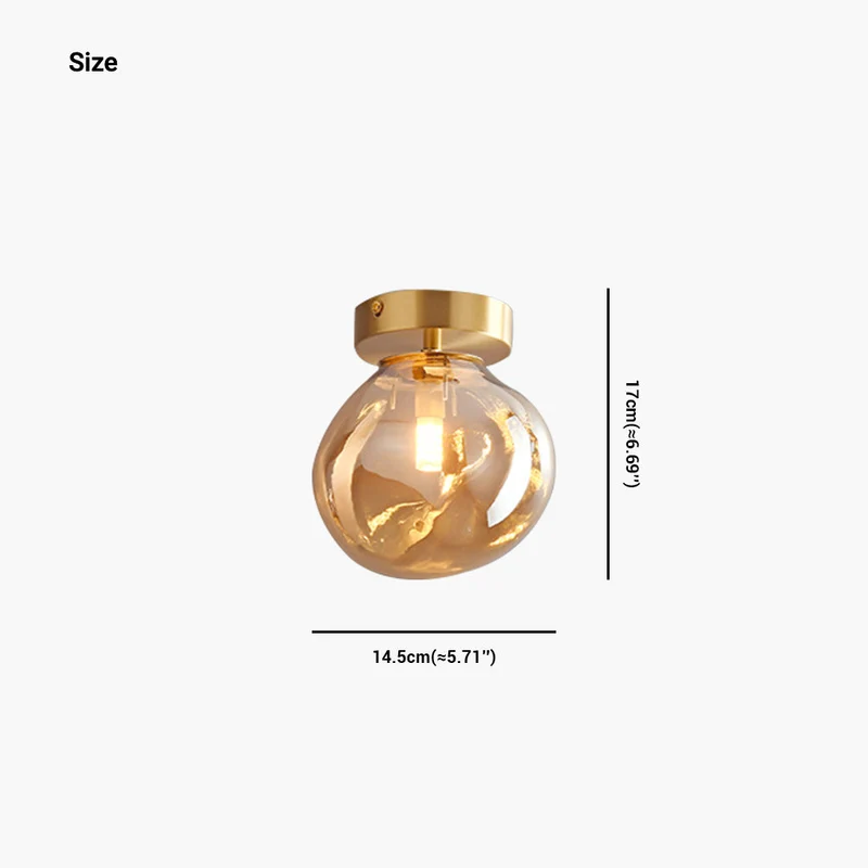 Plafondlamp Semi-Flush Glazen Bol Metalen Armatuur LED Dimbaar Woonkamer Hal Entree Warm Licht Modern | Sansoti
