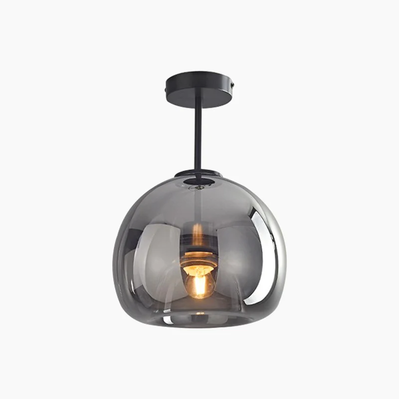 Plafondlamp Semi-Flush Glazen Bol Metalen Armatuur LED Dimbaar Woonkamer Hal Entree Warm Licht Modern | Sansoti