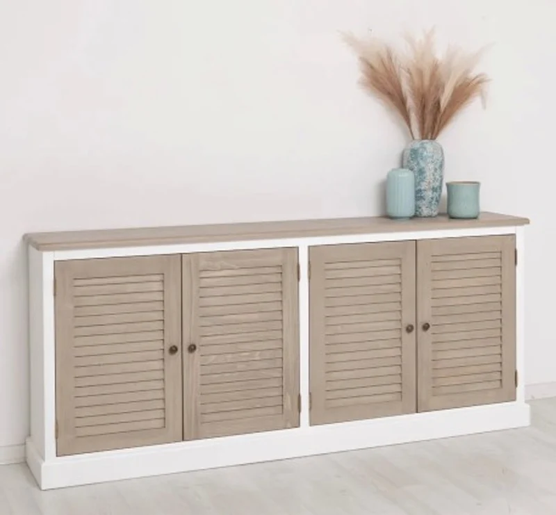 Casa Padrino Sideboard im Landhausstil mit 4 Türen und Eichenholzplatte, 209 x 37 x 90 cm