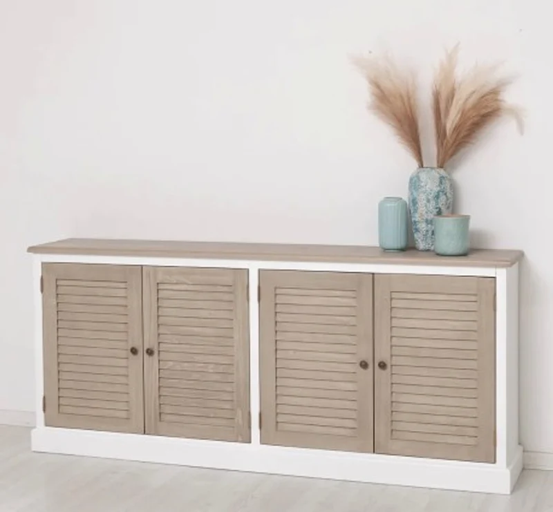 Casa Padrino Sideboard im Landhausstil mit 4 Türen und Eichenholzplatte, 209 x 37 x 90 cm