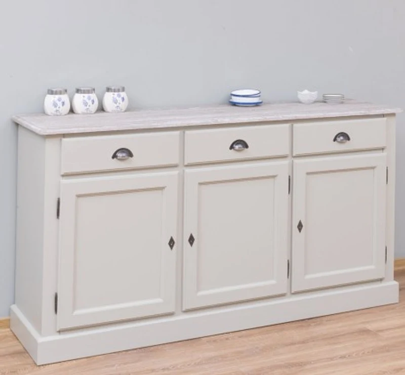 Casa Padrino Sideboard im Landhausstil mit 3 Türen, 3 Schubladen und Eichenholzplatte, 172 x 45 x 90 cm