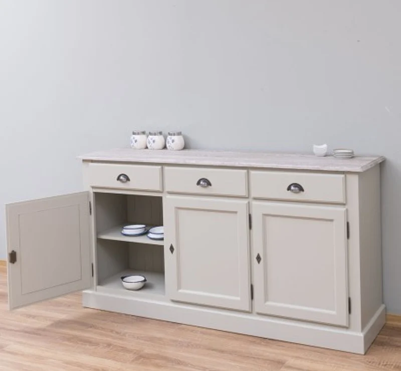 Casa Padrino Sideboard im Landhausstil mit 3 Türen, 3 Schubladen und Eichenholzplatte, 172 x 45 x 90 cm