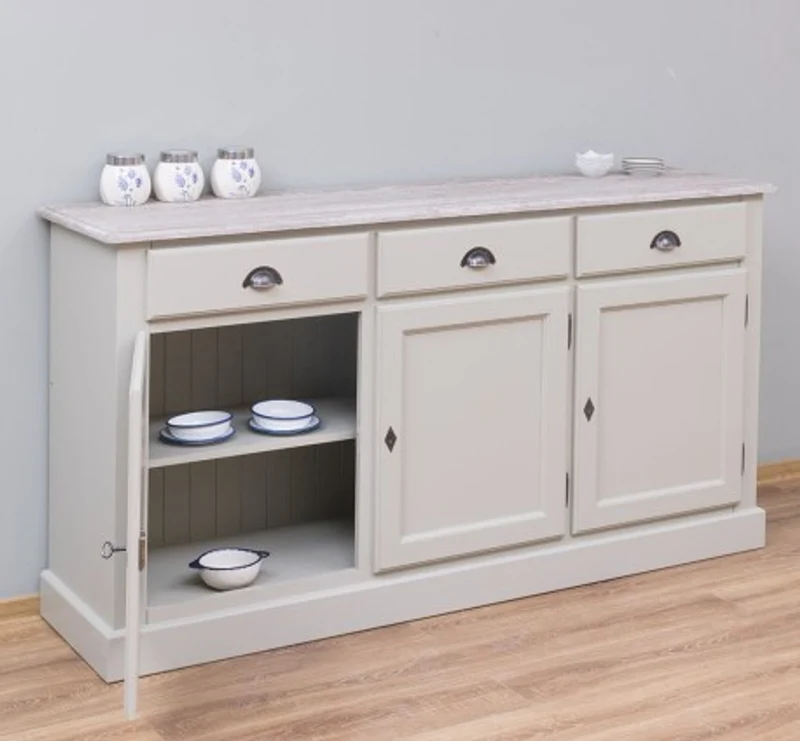 Casa Padrino Sideboard im Landhausstil mit 3 Türen, 3 Schubladen und Eichenholzplatte, 172 x 45 x 90 cm