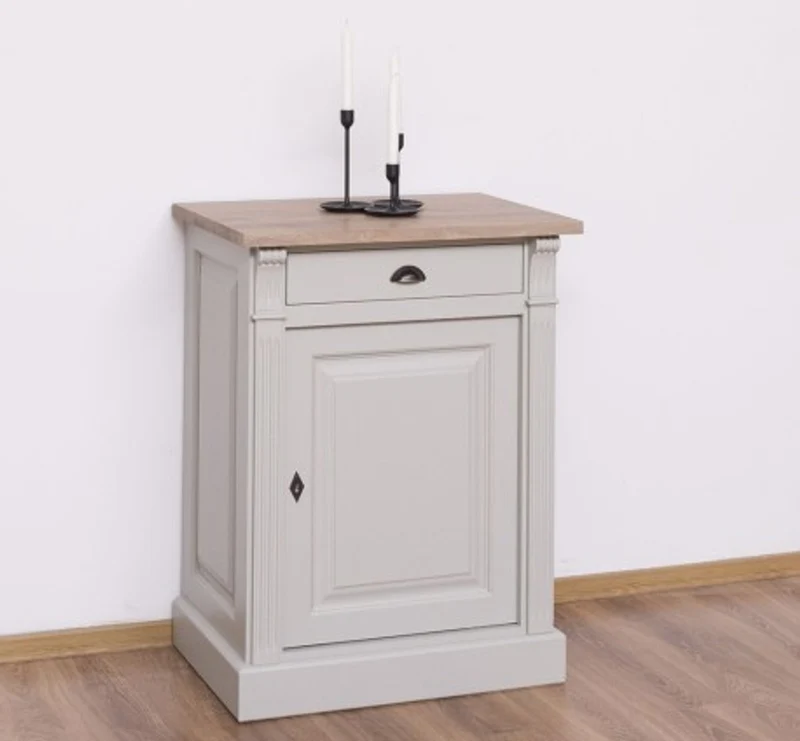 Casa Padrino Sideboard im Landhausstil mit 1 Tür, 1 Schublade und Eichenholzplatte, 69 x 51 x 90 cm