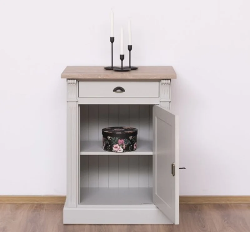 Casa Padrino Sideboard im Landhausstil mit 1 Tür, 1 Schublade und Eichenholzplatte, 69 x 51 x 90 cm