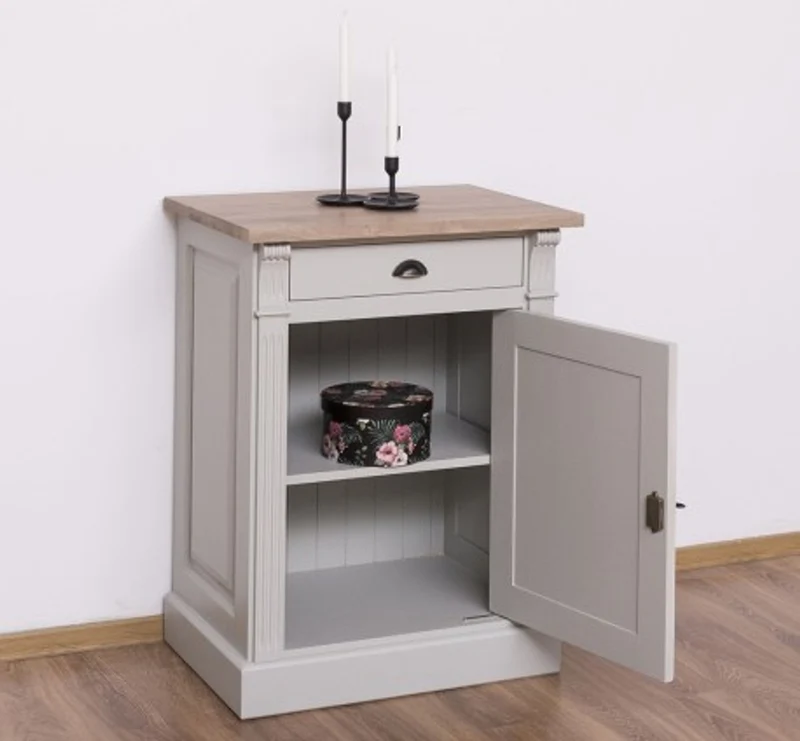Casa Padrino Sideboard im Landhausstil mit 1 Tür, 1 Schublade und Eichenholzplatte, 69 x 51 x 90 cm