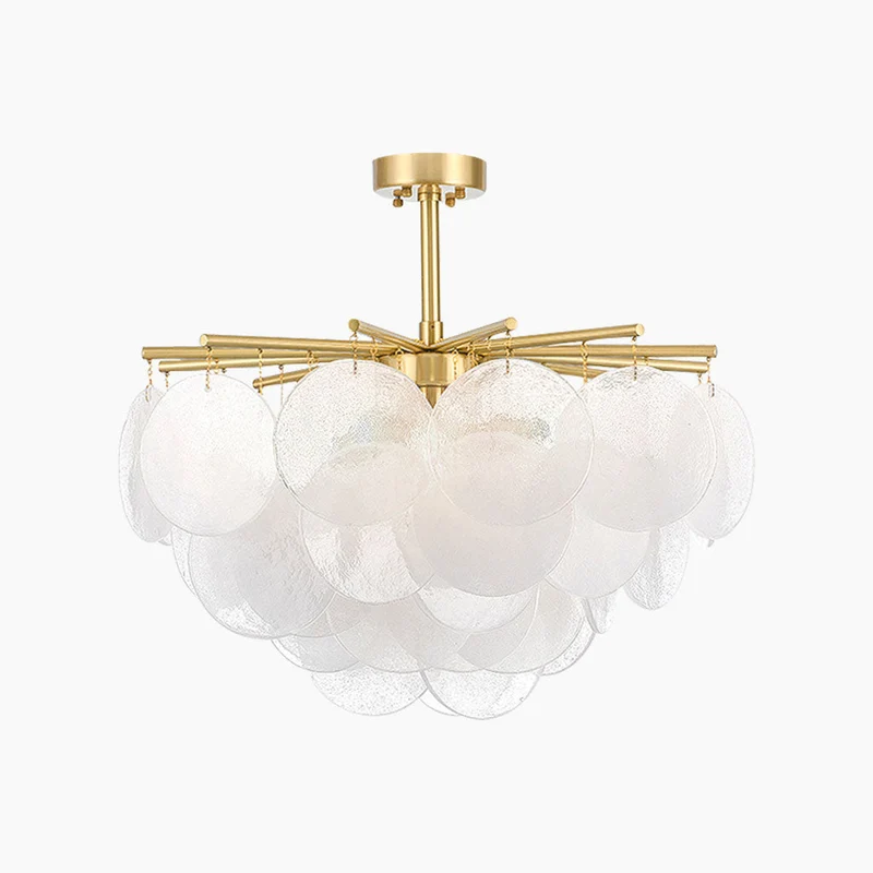 Glazen Kroonluchter Wit Goud Ronde Schijven Woonkamer Eetkamer Slaapkamer LED Verlichting Modern Design | Sansoti
