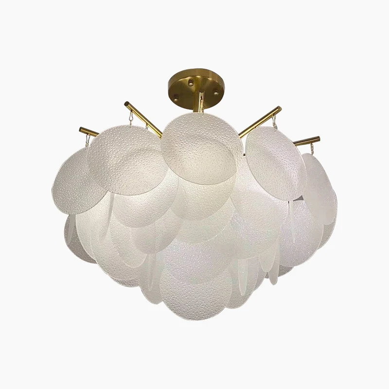 Glazen Kroonluchter Wit Goud Ronde Schijven Woonkamer Eetkamer Slaapkamer LED Verlichting Modern Design | Sansoti