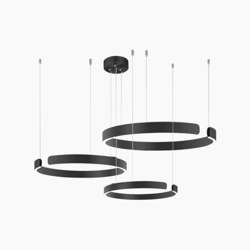 Kroonluchter LED Ringen Dimbaar met Afstandsbediening Zwart Goud Wit Modern Design voor Woonkamer Eetkamer | Sansoti