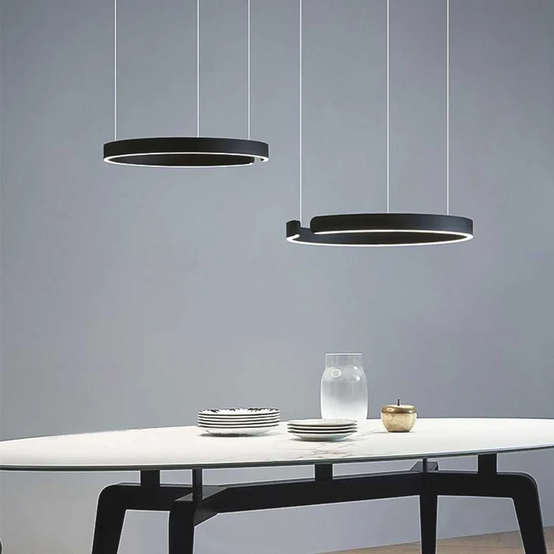 Kroonluchter LED Ringen Dimbaar met Afstandsbediening Zwart Goud Wit Modern Design voor Woonkamer Eetkamer | Sansoti