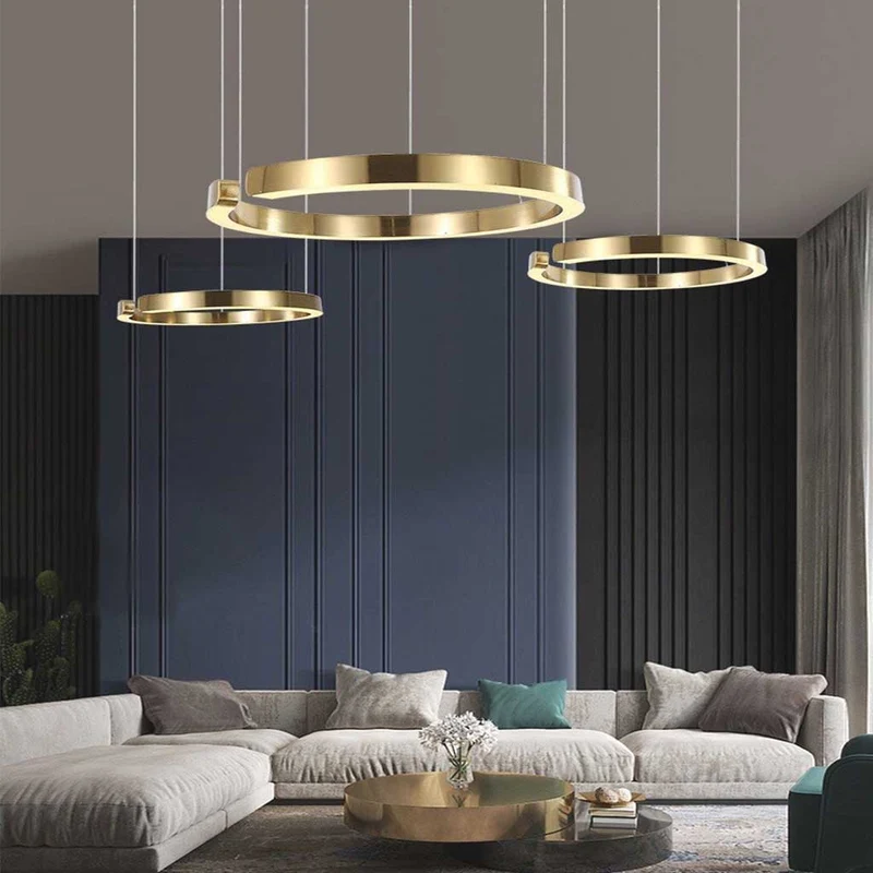 Kroonluchter LED Ringen Dimbaar met Afstandsbediening Zwart Goud Wit Modern Design voor Woonkamer Eetkamer | Sansoti