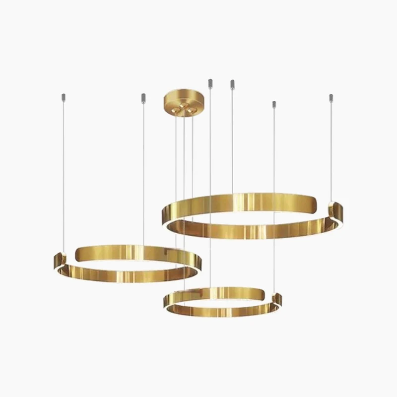 Kroonluchter LED Ringen Dimbaar met Afstandsbediening Zwart Goud Wit Modern Design voor Woonkamer Eetkamer | Sansoti