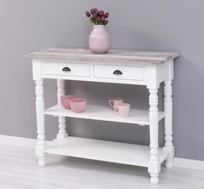 Casa Padrino Konsole im Landhausstil mit 2 Schubladen und 2 Ablagen, 110 x 45 x 89 cm