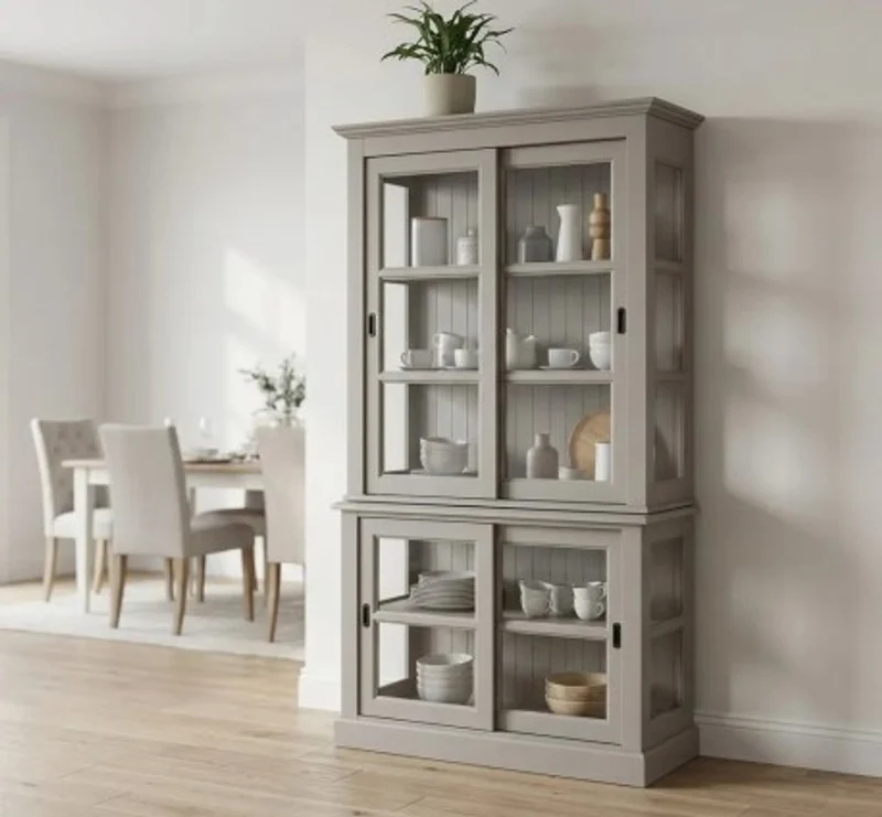 Casa Padrino Vitrine im Landhausstil mit 2 Türen, 110 x 47 x 220 cm