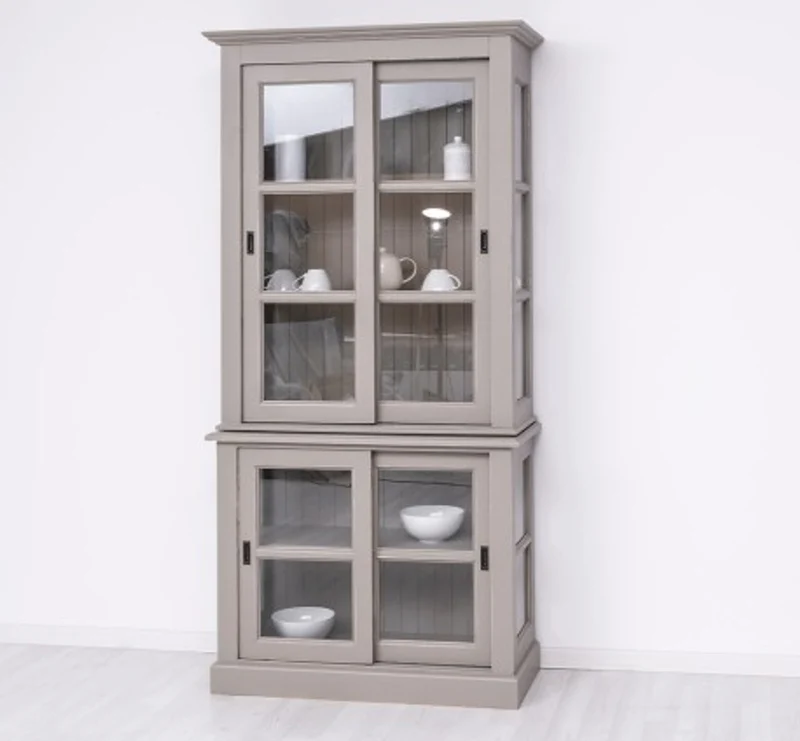 Casa Padrino Vitrine im Landhausstil mit 2 Türen, 110 x 47 x 220 cm