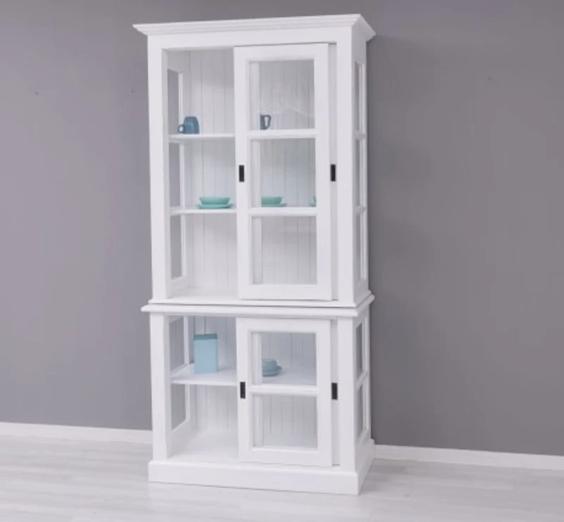 Casa Padrino Vitrine im Landhausstil mit 2 Türen, 110 x 47 x 220 cm