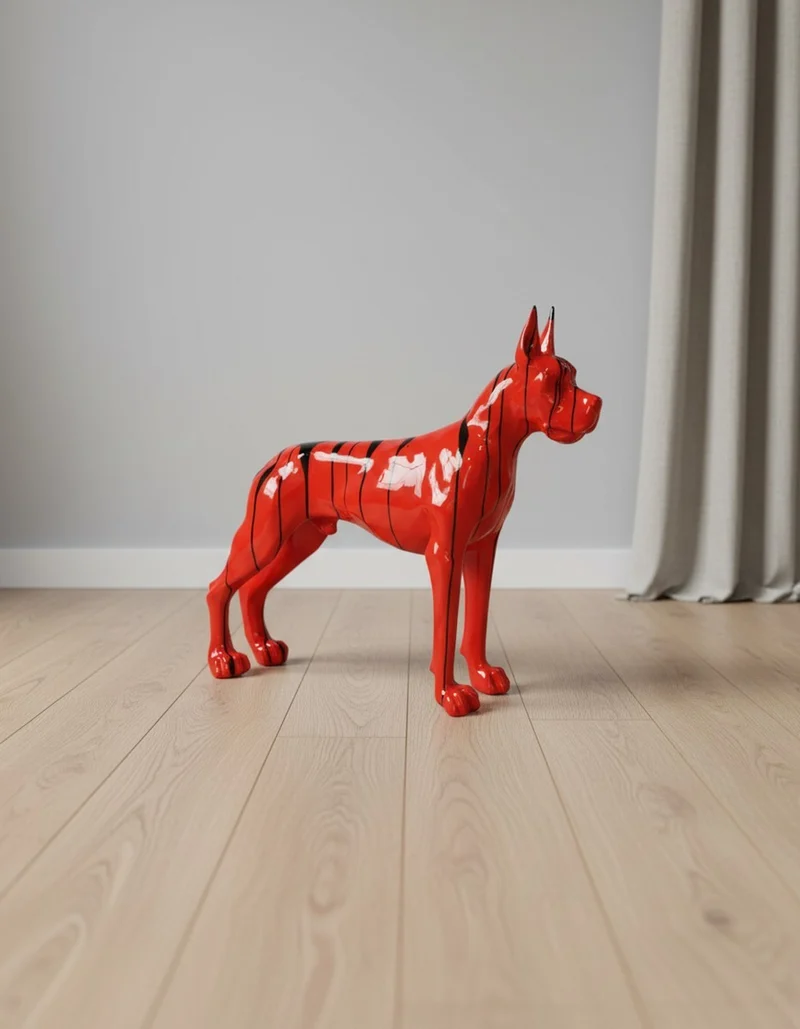 Casa Padrino Luxus Deko Skulptur Hund Zweifarbiger Trash Mastiff H. 111 cm - Riesige Gartenskulptur - Lebensgroße Skulptur - XXL Deko Skulptur - XXL Deko Figur