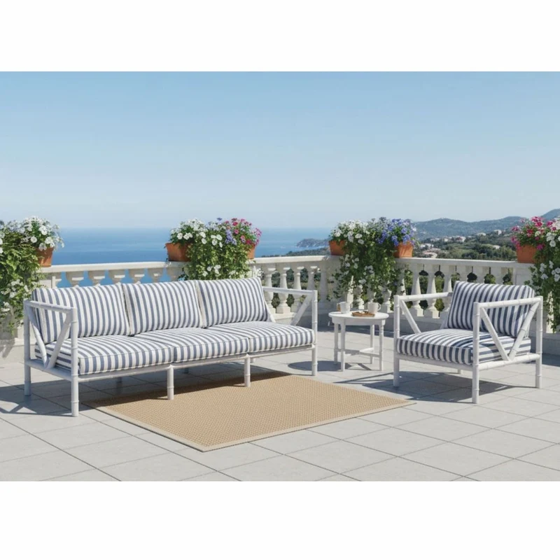 Casa Padrino Luxus Schmiedeeisen Sessel Weiß / Blau - Hotel & Garten Sessel - Schmiedeeisen Hotel & Garten Möbel