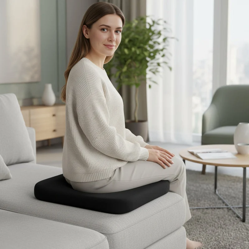 Ergonomisch Zitkussen met Antislip Onderkant Vormvaste Geheugenschuim Vulling voor Auto Kantoor Thuis Optimaal Comfort | Sansoti