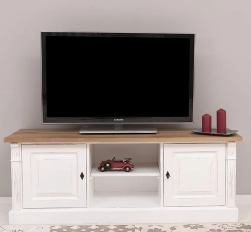 Casa Padrino Kommode im Landhausstil mit 2 Türen und Eichenholzplatte, 160 x 49 x 60 cm