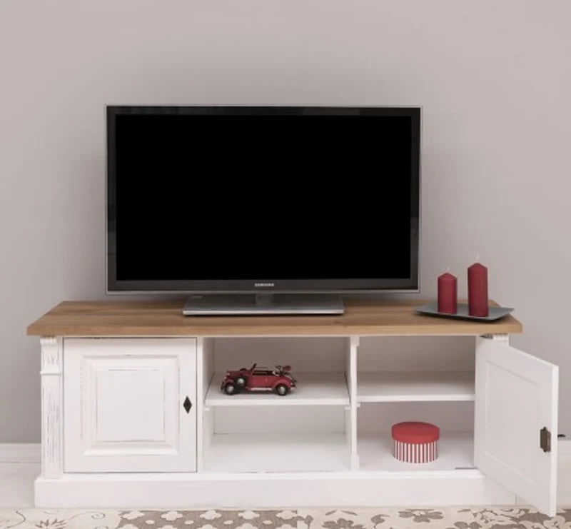 Casa Padrino Kommode im Landhausstil mit 2 Türen und Eichenholzplatte, 160 x 49 x 60 cm