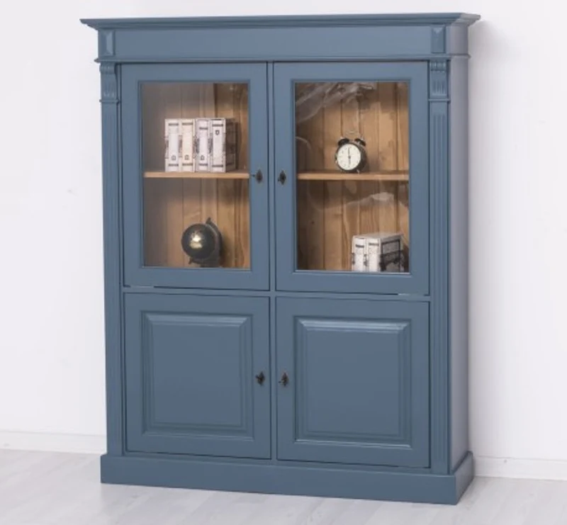 Casa Padrino Kleiderschrank im Landhausstil mit 2 Glastüren, 130 x 39 x 160 cm