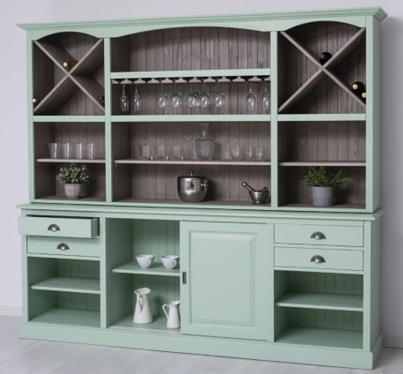 Casa Padrino Theke im Landhausstil mit Aufsatz, 240 x 50 x 210 cm