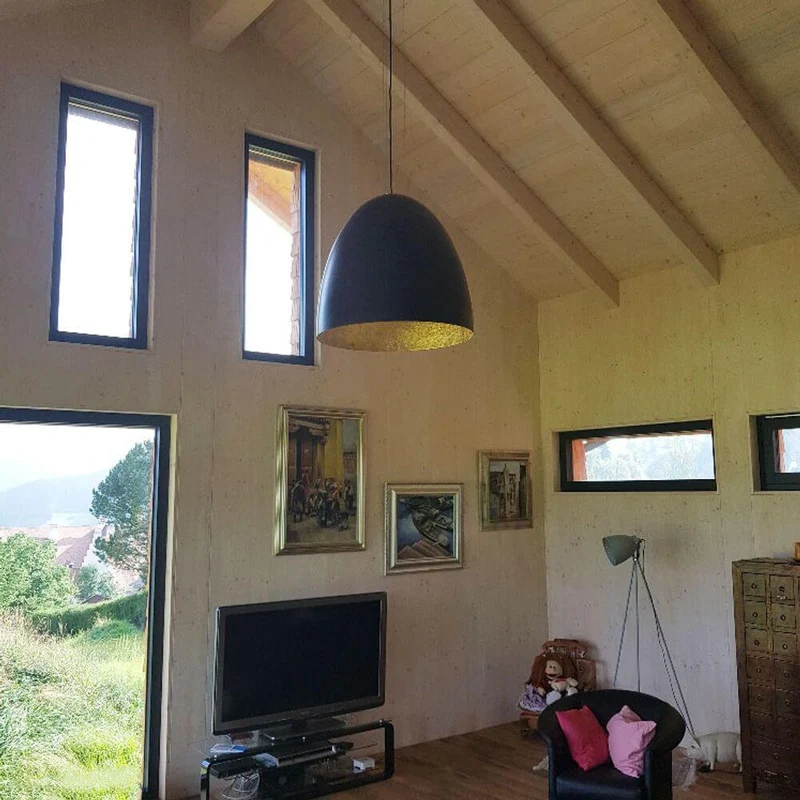 Hängeleuchte Egg XL Ø 75cm Schwarz, Goldfarben