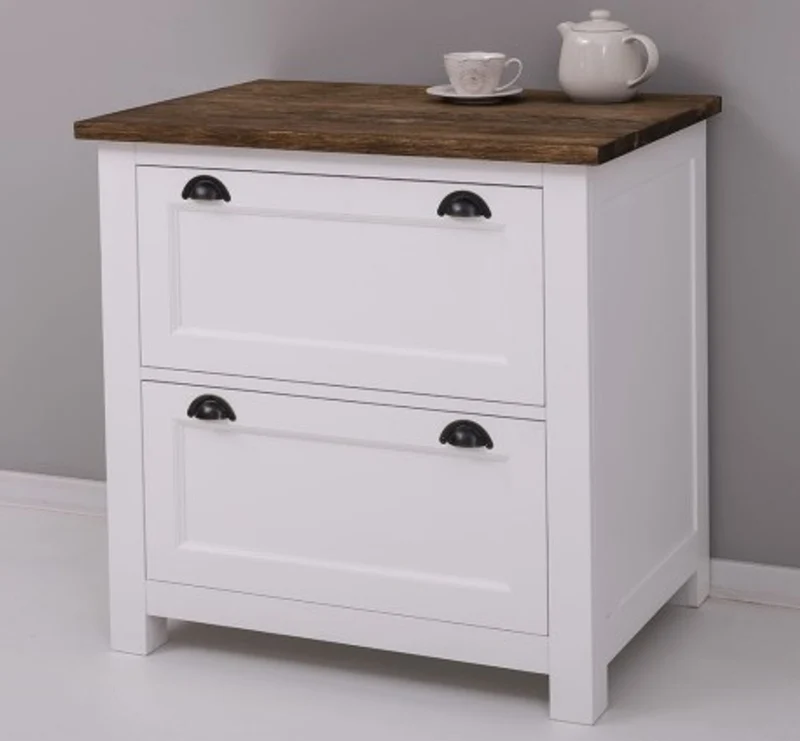 Casa Padrino Küchenschrank im Landhausstil mit 2 Schubladen und Eichenholzplatte, 92 x 65 x 90 cm