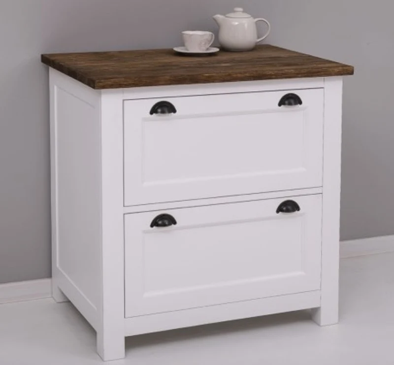 Casa Padrino Küchenschrank im Landhausstil mit 2 Schubladen und Eichenholzplatte, 92 x 65 x 90 cm