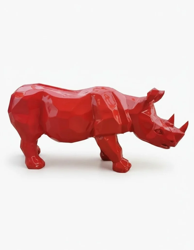 Casa Padrino Luxus Deko Skulptur Tier Nashorn H. 38 cm - Deko Skulptur - Deko Figur - Tierfigur - Gartendeko