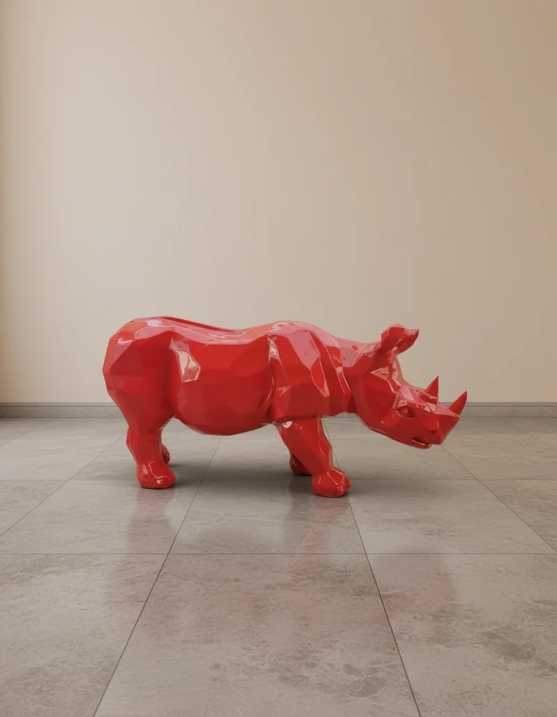 Casa Padrino Luxus Deko Skulptur Tier Nashorn H. 38 cm - Deko Skulptur - Deko Figur - Tierfigur - Gartendeko