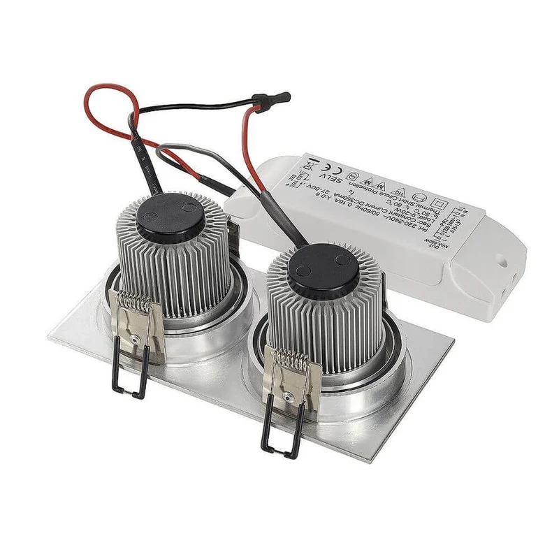 New Tria II LED Downlight Square Set Alu-Gebürstet 2x6W 2700K
