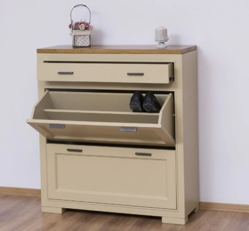 Casa Padrino Schuhschrank im Landhausstil mit 2 Türen und 1 Schublade, 100 x 35 x 110 cm