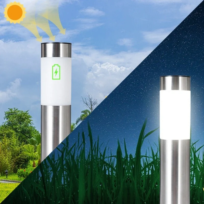 Solar Tuinpadverlichting met Lichtsensor IP65 Waterbestendig 42cm Roestvrij Staal | Sansoti