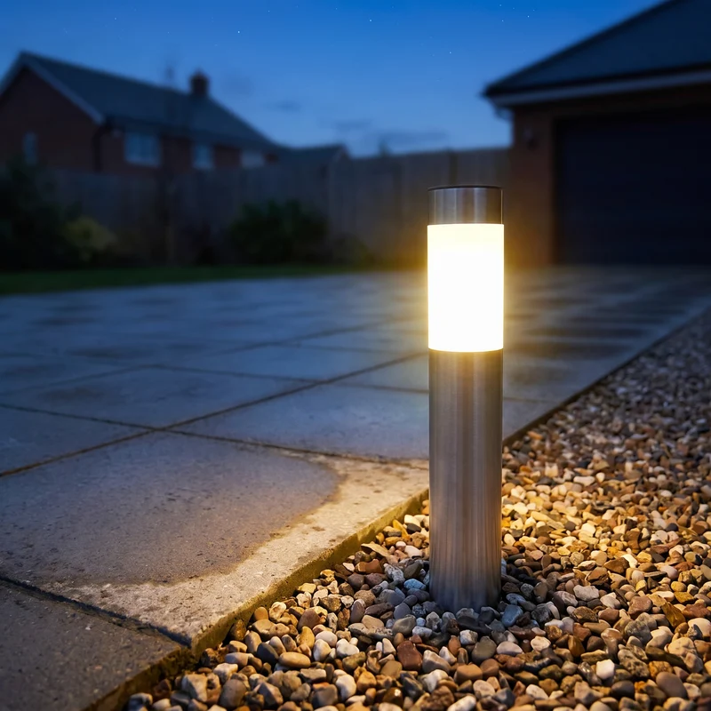 Solar Tuinverlichting Oprit met Lichtsensor IP65 Waterbestendig 42 cm Roestvrij Staal en Glas Warm Wit of Koel Wit | Sansoti