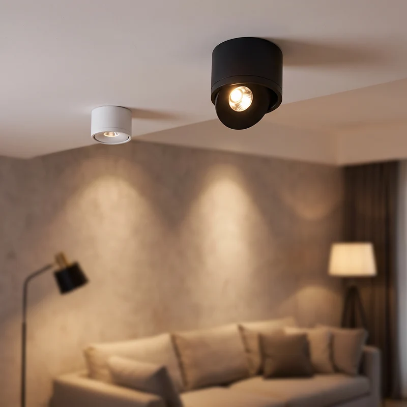 Plafondspot Dimbaar 20W Zwart Opbouw Gegoten Aluminium 7,4 cm Draaibaar Warm Wit 3000K of Koel Wit 6000K CRI Ra90 | Sansoti