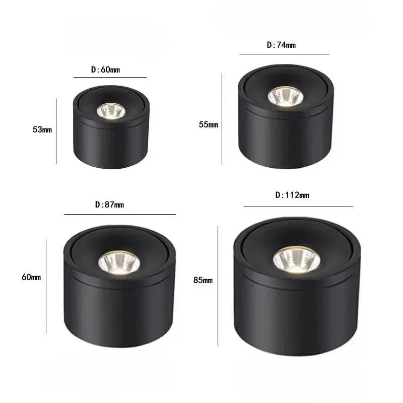 Opbouw Plafondspot LED Dimbaar Draaibaar Aluminium Wit Zwart Woonkamer Keuken Kantoor | Sansoti