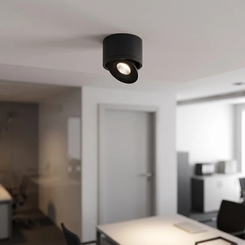 Opbouwspot Kantoor LED Draaibaar Kantelbaar Gegoten Aluminium 7,4 cm Straalhoek 25 tot 60 Graden CRI Ra90 Wit Zwart | Sansoti