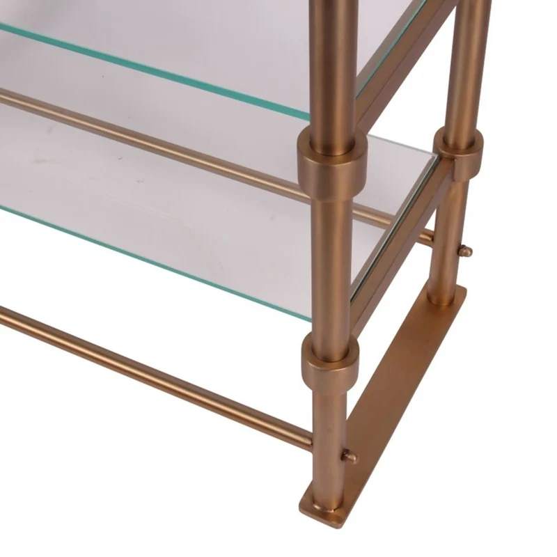 Casa Padrino Luxus Metall Regalschrank mit Glasregalen Gold H. 130 cm - Metall Möbel