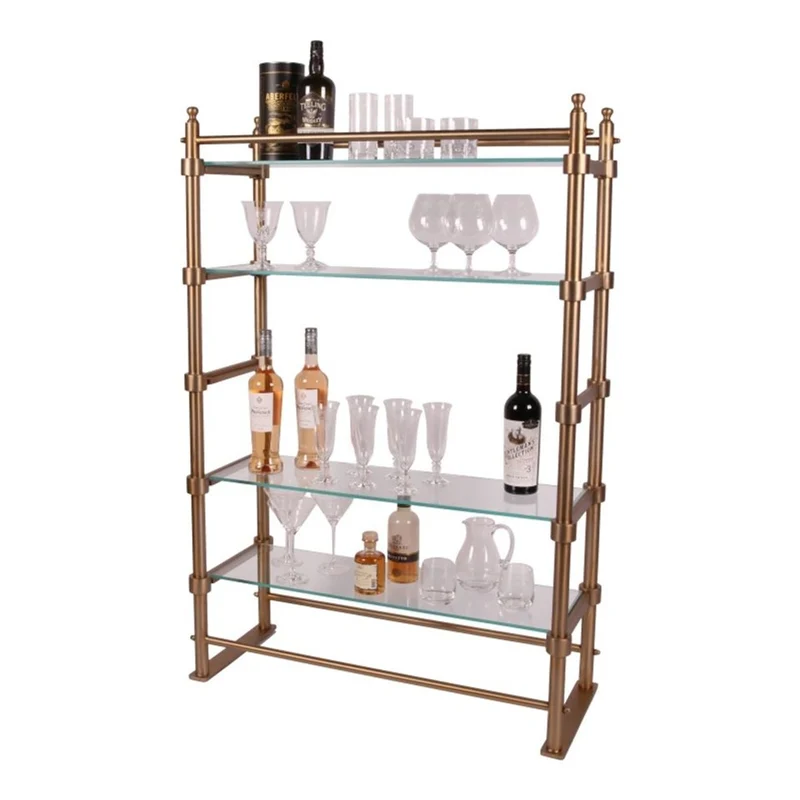 Casa Padrino Luxus Metall Regalschrank mit Glasregalen Gold H. 130 cm - Metall Möbel