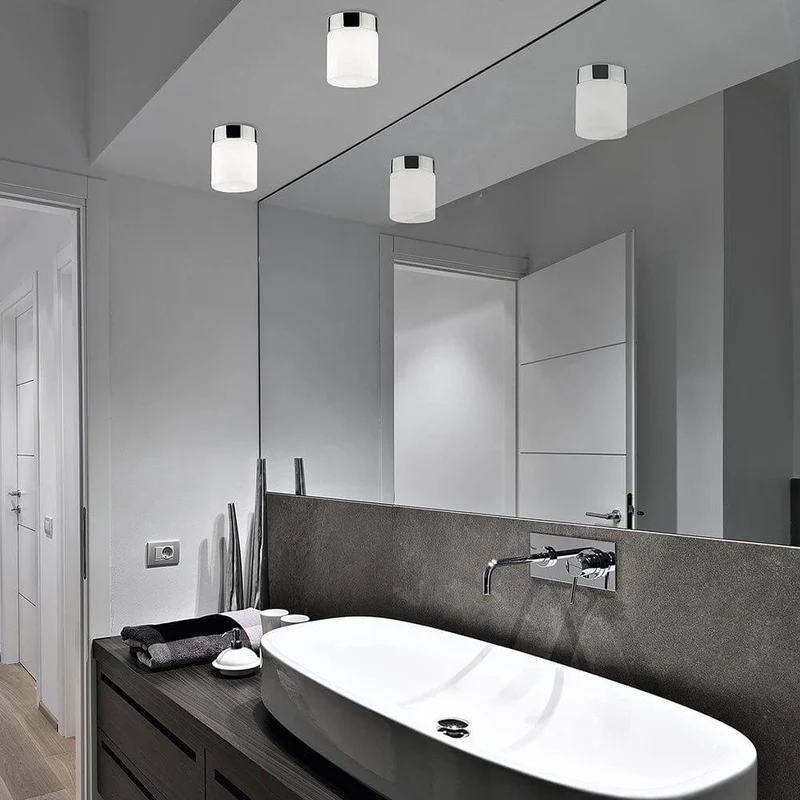 Glas Deckenlampe Cayo Weiß, Chrom