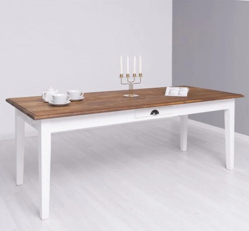 Casa Padrino Esstisch im Landhausstil mit Eichenholzplatte, 210 x 90 x 78 cm