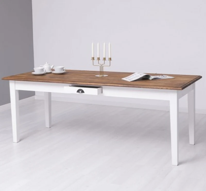Casa Padrino Esstisch im Landhausstil mit Eichenholzplatte, 210 x 90 x 78 cm