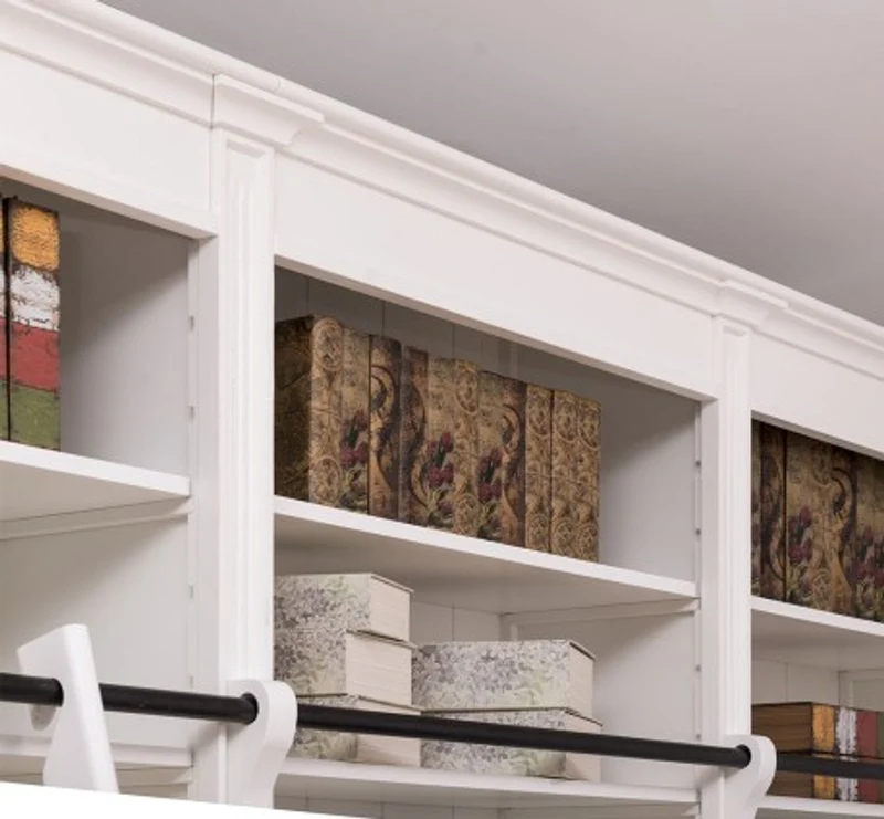 Casa Padrino Bücherregal im Landhausstil mit 6 Türen und Leiter, 300 x 42 x 240 cm