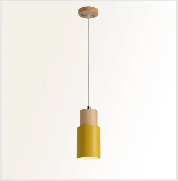 Hanglamp Hout Aluminium Cilinder Kleur E26 120cm Snoer Scandinavisch Woonkamer Eetkamer | Sansoti