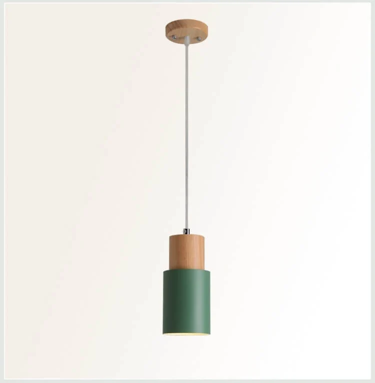 Hanglamp Hout Aluminium Cilinder Kleur E26 120cm Snoer Scandinavisch Woonkamer Eetkamer | Sansoti